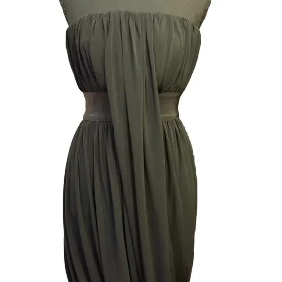 All Saints Dress 4 LBD Little Black Statement Dress Balloon Skirt Drape Front - Picture 2 of 7